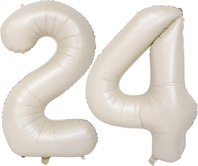 40 In Cream white Number Balloons Helium Foil Mylar Balloon Birthday Party banquet Decoration Digital 24