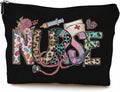 GRITOSE Nurse Makeup Bags Nurse Gift Nurse Accessories Toiletry Bag for Birthday Gift Friend Student Nurse Cosmetic Bags With Zipper, Black Small Cosmetic Travel Pouch