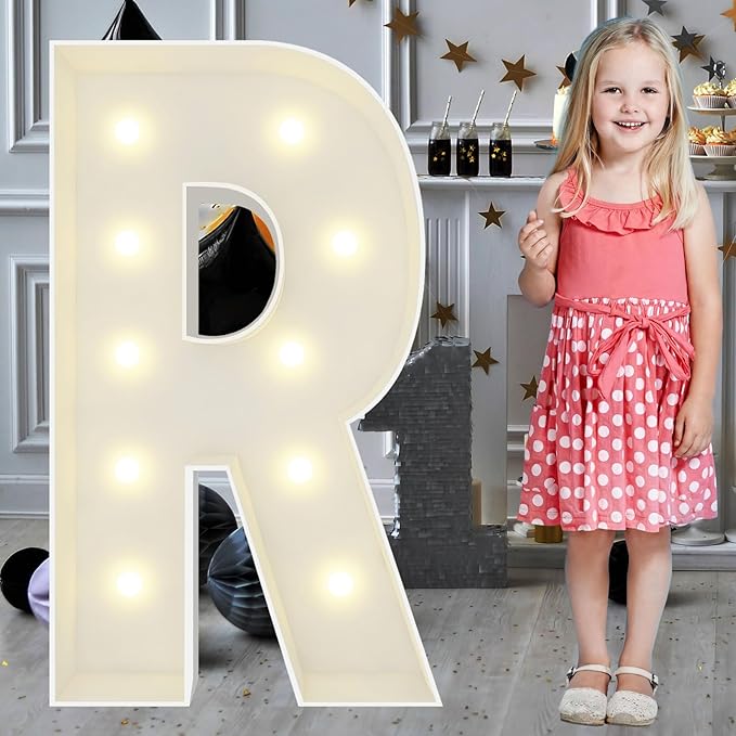 3FT Marquee Light Up Letters R, Big Marquee Letter for Baby Shower Birthday Engagement Wedding Marry Me Party Decor