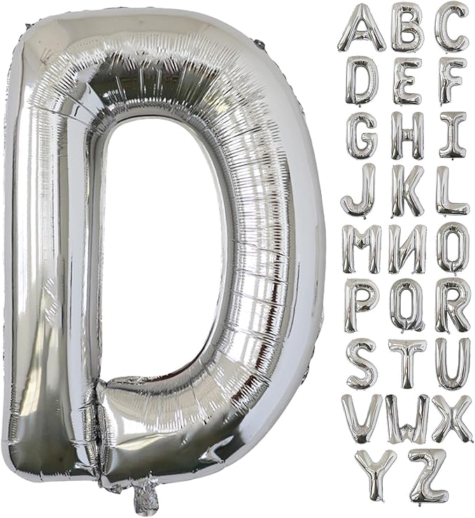 KALOR 40 Inch Silver Letter D Balloons Jumbo Foil Mylar Helium Big Balloons for Birthday Party Anniversary Baby Shower Supplies