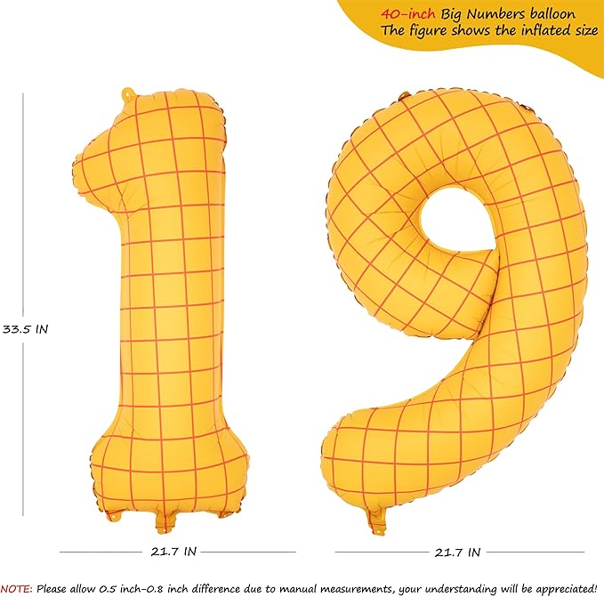 40-Inch Large Number Balloon Toy Inspired Story Matte Yellow Birthday Balloon Western Rodeo Party Supplies Boy Girl Story Anniversary Kids Birthday Party Cowboy Farm Themed Baby Welcome Decorations