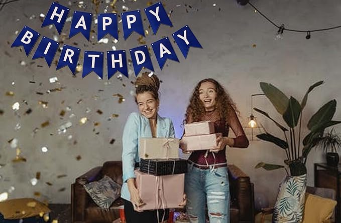 Blue Happy Birthday Banner Birthday Banner Decoration DIY Party Decoration