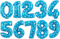 TONIFUL Balloons 16 Inch Blue polka dot 0-9 Number Mylar Foil Balloons Custom digitalal Balloons for 2026 New Year Eve Birthday Party Engagement Graduations Anniversary Baby Shower