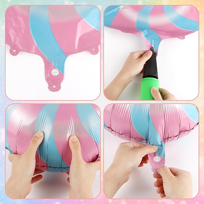 Fowecelt 100 Pcs Sweet Candy Balloons 18" Round Lollipop Aluminum Foil Balloons Helium Floating Mylar Balloon for Kids Girl Candy themed Party Decorations Birthday Wedding Party Supplies