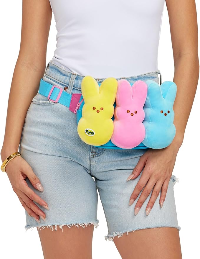 Tipsy Elves Officially Licensed PEEPS Bunnies Easter Fanny Packs - Yellow, Pink, and Blue Bunny PEEPS Waist Packs - Colorful and Fun Bag for Egg Hunts, Photos & Parties