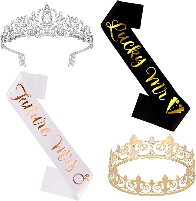 Engagement Party Decorations Crown Sash Set Future Mrs& Lucky Mr Decor Just Engaged Sash Tiara Decorations Engagement Gifts Sign