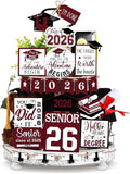 22 Pcs 2026 Graduation Tiered Tray Decor Sets Wooden Graduation Class of 2026 Table Decorations Senior 2026 Gown Diploma Farmhouse Signs for Home Shelf Party Office Desk(Dark Red)