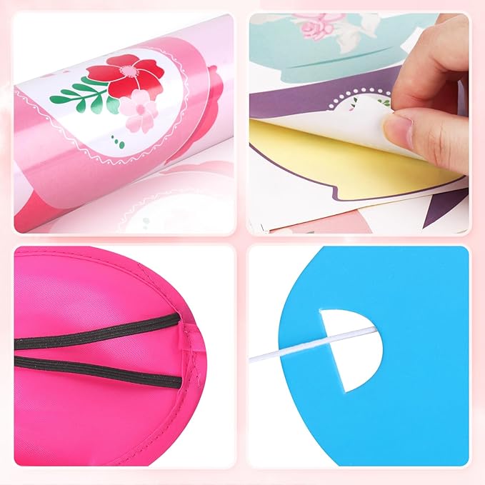 Hooqict Tea Party Games: Pin the Tea Cup on the Saucer, Large Decorations with 24 Cup Stickers for Girls' Birthday Party