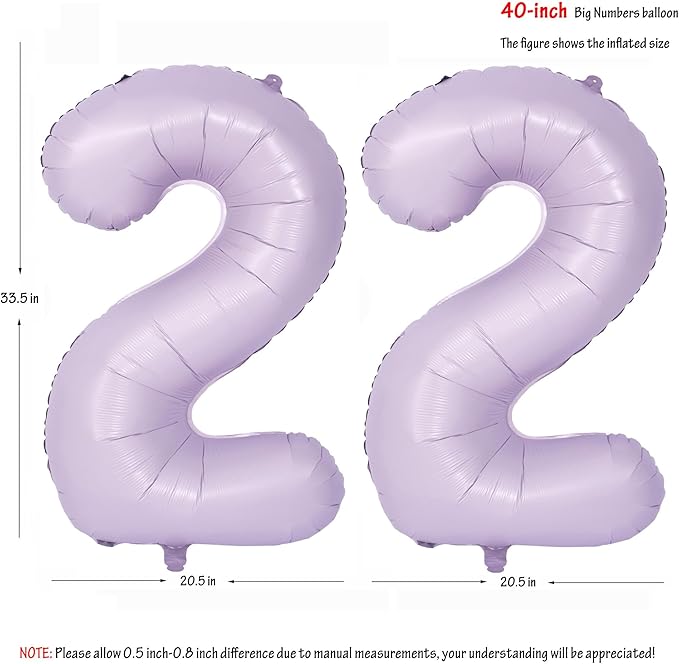40 In Matte Purple Number Balloons Helium Foil Mylar Balloon Birthday Party banquet Decoration Digital 22