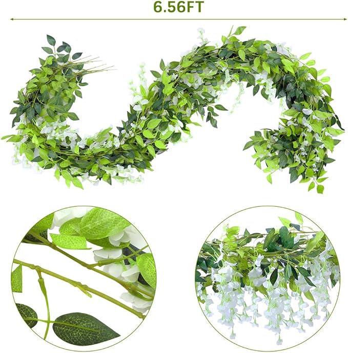 5 Pcs Wisteria Garland Artificial Flower Arch Floral Garland Decor Fake Hanging Flowers for Wedding Arch
