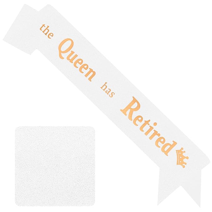 Retirement Party Decorations Gifts For Women Retirement Sash The Queen Has Retired Sash Party Favors Supplies White Glitter