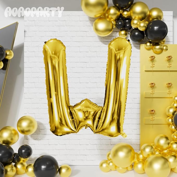 Letter Balloons 40Inch Large Giant big Foil Mylar Gold Balloons W for Birthday Party Decorations