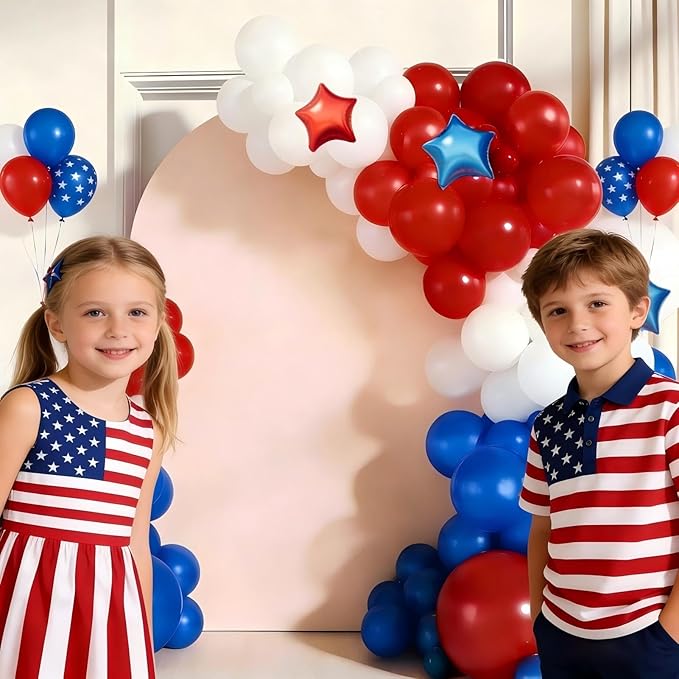Red White Blue Balloon Garland Arch Kit 160Pcs Red White Blue Latex Balloons with Star Foil Balloons for 4th of July Nautical Patriotic Baseball Birthday Party Decorations