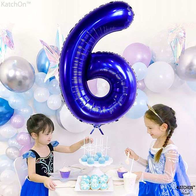 KatchOn, Giant Navy Blue Number 6 Balloon - 40 Inch | 6th Birthday Balloon for 6th Birthday Decorations | 6 Balloons for Birthday | Number Balloons for Anniversary Decorations
