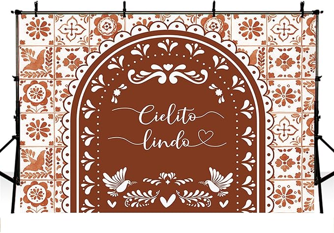 MEHOFOND 7x5ft Cielito Lindo Baby Shower Backdrop Brown Arch Cielito Lindo Baby Shower Party Decorations Banner Mexican Wedding Birthday Fiesta Party Decor Photography Background Supplies
