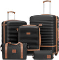 Coolife Suitcase Set 3 Piece Luggage Set Carry On Travel Luggage TSA Lock Spinner Wheels Hardshell Lightweight Luggage Set(Black, 5 piece set)