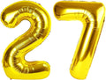 27 Gold Number Balloons, 40 Inch Balloons for Woman Man 27th Birthday Party Decoration, Foil Number Ballon for 27, 72 Anniversary, Bridal Shower, Graduation, Valentine's Day, Mother's Day, Easter