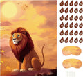 PLULON Pin The Tail on The Lion Safari Party Game for Kids, Birthday Games Big Poster with Tail Stickers for Zoo Animal Lion Party Favors Decorations Boys Birthday Jungle Party Supplies