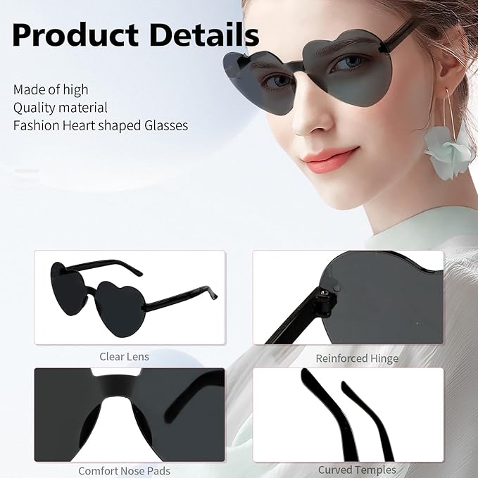 Heart Sunglasses Heart Shaped Glasses Bulk Valentines Halloween Bachelorette Party Decorations Glasses Women Men