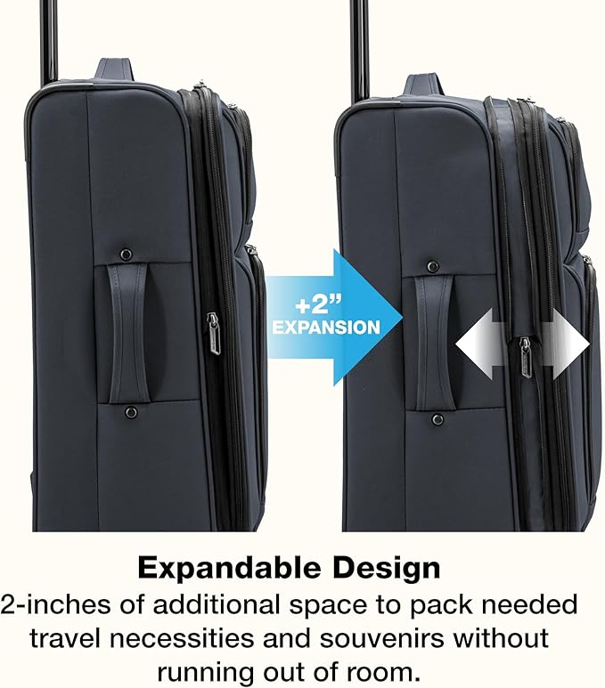 U.S. Traveler Anzio Softside Expandable Luggage with Spinner Wheels, Dark Grey, 30-Inch Large