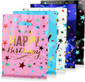 HAPMARS 50pcs Happy Birthday Party Favors for Kids Goodie Bags, Small Return Gift Plastic Treat Candy Bags with Handles for Kids Baby Girls & Boys Birthday