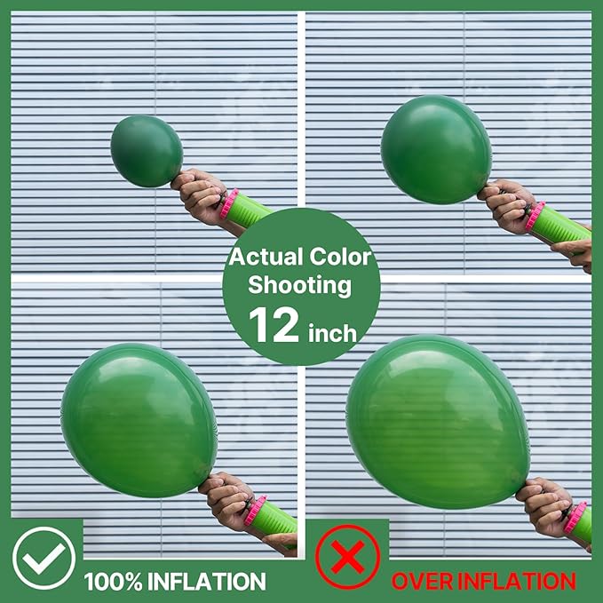 PartyWoo Green Balloons 140 pcs Different Sizes of 18 12 10 5 Inch Dark Green Balloon Arch Kit Garland for Birthday Graduation Bachelorette Dinosaur Jungle Golf Theme Party Decorations Green-Y56