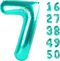 40 Inch Teal Blue Balloon Number 7 Birthday Jumbo Mylar Foil Helium Balloon for 7th 17 27 37 Birthday Digital for 70th Party Wedding Anniversary Party Decorations