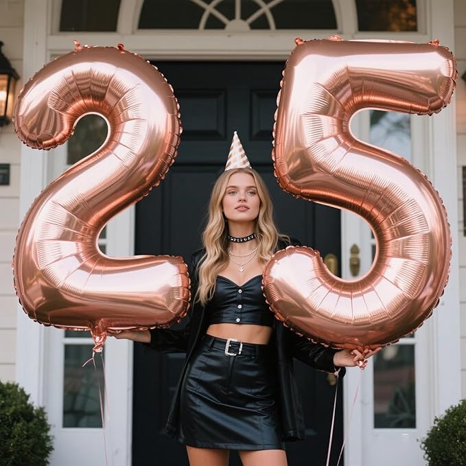 Rose Gold Number 5 Baiioons 40 Inch Number Balloons Giant Jumbo 15 25 50 Foil Mylar Helium Number Digital Balloons Champagne Gold 50 Birthday Party 2025 Anniversary Events Party Decorations