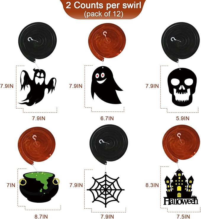 Tifeson Halloween Decorations Hanging Swirl - 36 PCS Hanging Halloween Ceiling Streamers - Large Size Ghost Pumpkin Witches Swirls for Home Indoor Outdoor Party Office Decor Supplies