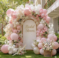 Pink White Balloon Arch Kit with Clear Bobo Balloons, Double Stuffed Baby Pastel Pale Pink Pearl White Cream Balloon Garland for Baby Shower Birthday Bridal Wedding Mother's Day Party Decoration