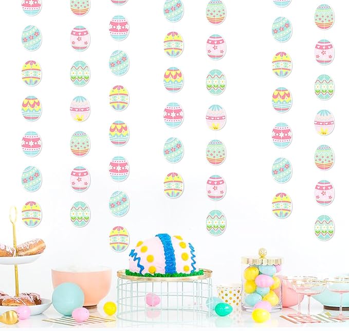 Wall Hanging Decorations Easter Egg Garland - 8pcs Rainbow Easter Streamers Banner Inside Indoor Party Decoration Favors, Spring Home Classroom Office Ceiling Decor Panduola