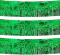 3 Pack Total 30 Feet Green Foil Fringe Garland Metallic Wall Hanging Drapes Tassel Skirting Tinsel Streamers Decorations for Parade Float Trailer Mardi Gras Party Birthday St. Patrick's Day