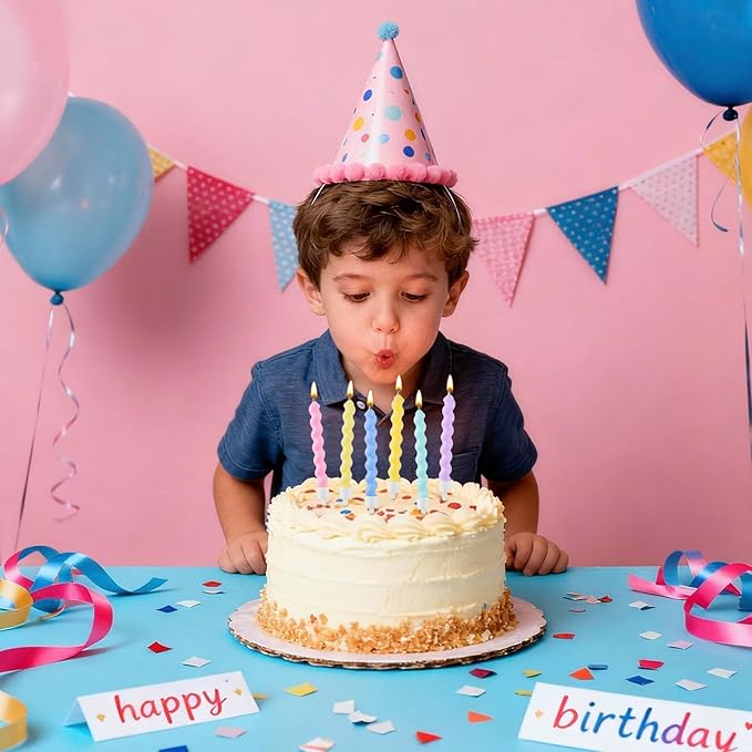 BEAN LIEVE 36-Count Birthday Candles - Rainbow Birthday Candle with Holders Colorful Spiral Long Cake Candles for Birthday Wedding & Lucky Party Cake Decorations