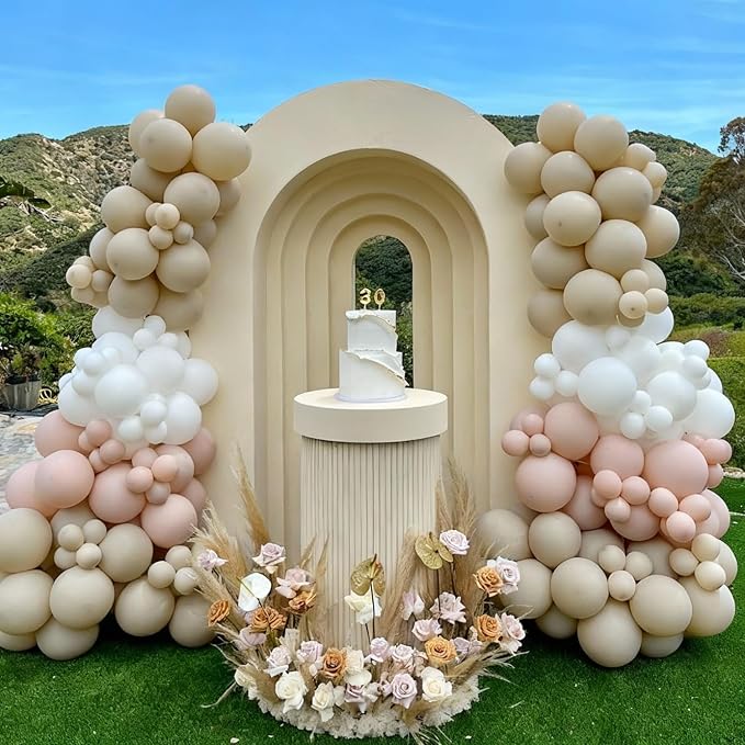 Dusty Pink Nude Gold Balloons, 60Pcs 12Inch Pink Sand White Nude Gold Biege Balloons for Boho Baby Shower Wedding Bridal Shower Engagement Birthday Party Decorations