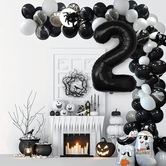 Number Balloons Black Party Balloon - Giant Number 2 Balloon, 40 Inch Large Balloon for Birthday Decorations, Black Party Supplies for Men Women