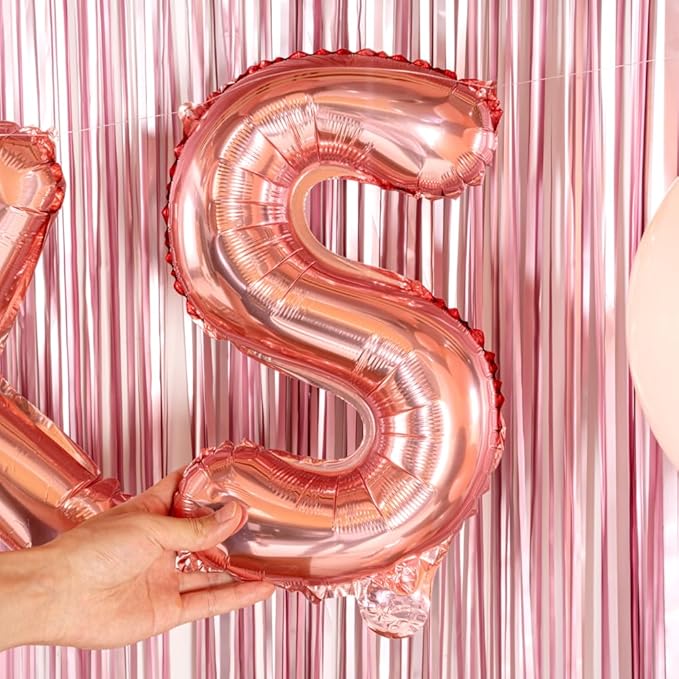 Restaurantware-Balloonify 16 Inch Letter Balloon, 1 Alphabet Party Balloon - Letter S, Self-Sealing, Rose Gold Foil Mylar Finish, Hanging Loop, Decoration For Birthday, Wedding, Or Graduation