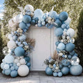 Dusty Blue White Balloon Arch Kit Double Stuffed Pastel Slate Blue White Matte Latex Balloon Garland for Baby Shower Birthday Bridal Wedding Valentines Easter Party