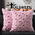 DFXSZ Halloween Pillow Covers 18x18 inch Set of 2 Pink Ghost Throw Pillow Cases Soft Plush Faux Fur Wool Couch Cushion Case for Chair Sofa Bedroom Living Room Home Decor PTK03B18