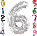 40 Inch Silver Number 6 Balloon, Giant 6 Number Balloons for 6th Birthday Decorations, Party Supplies for Baby Boy Girl, Silver Party Decor