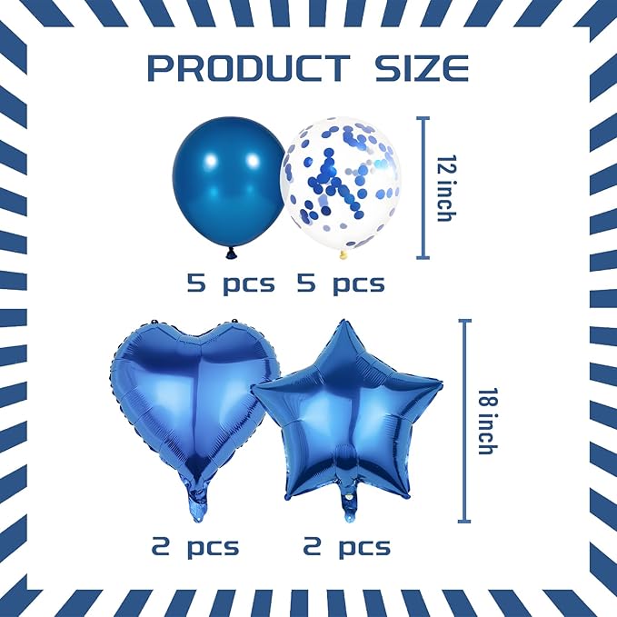 ZHENGYE Blue Happy Birthday Banner Latex Balloon Heart -Shaped Star-Shaped Balloon for Men Women Birthday Party Decoration Supplies