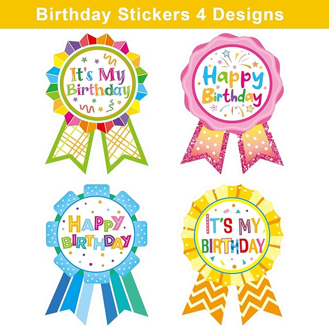 Fancy Land Happy Birthday Badge Stickers for Kids It's My Birthday Stickers Home Classroom Party Decoration 200 Pcs Pastel