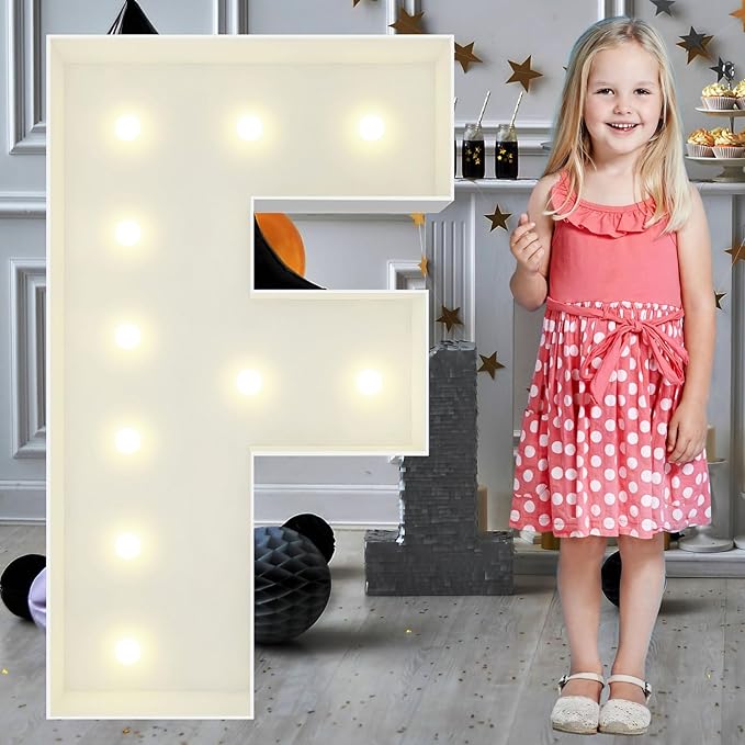 3FT Marquee Light Up Letters F, Big Marquee Letter for Baby Shower Birthday Engagement Wedding Marry Me Party Decor