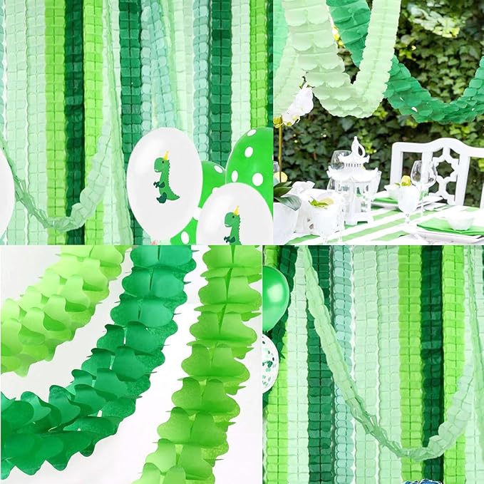 10PCS Four Leaf Clover Paper Flowers Garland Decorations Four Leaf Clover Paper Banner Tissue Paper Streamers Reusable Hanging Garland for Birthday Wedding Party Backdrop Home Decor(Green Pack)