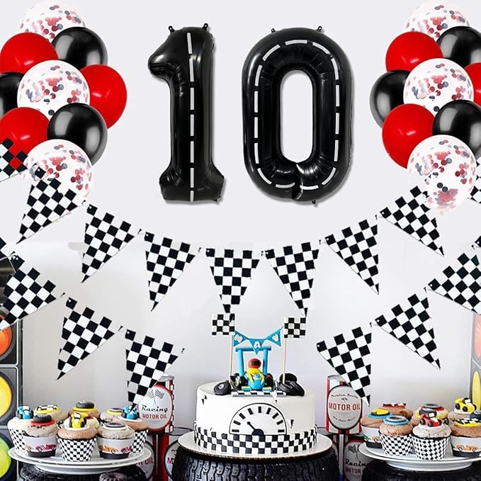40 Inch Race Car Black Number Balloons Race Car Birthday Party Balloons Large Black Number 0 Balloons Boys 0th Birthday Party Race Car Theme Party Decorations Supplies（Digital 0）