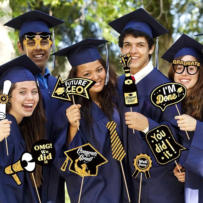 30 Pcs Graduation Photo Booth Props 2026,Grad Party Supplies for College, Graduation Deco Class Favors Supplies, Party Decorations Set Picture Props