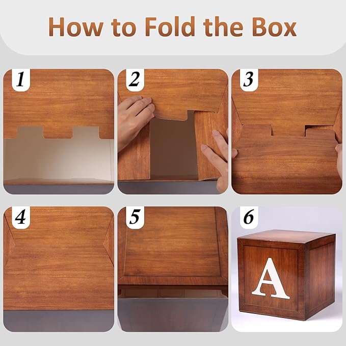Baby Boxes with Letters for Baby Shower, 4pcs Grain Wood Balloon Boxes for Gender Reveal Birthday Wedding Teddy Bear Baby Shower Decorations (Wood)