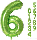 Green Number Balloons, 40inch Large Number 6 Foil Mylar Helium Balloons for Girls Women, Self Inflating Number Balloons 0-9 for Men Boys 6th 16th 60th Birthday Anniversary Party Celebration Decoration