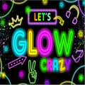 Neon Glow Party Decorations Supplies Backdrop 10x10ft Glow in The Dark Let’s Glow Banner Photography Background Birthday Sleppover Graffiti Splash Paint Black Light Kids Photo Booth