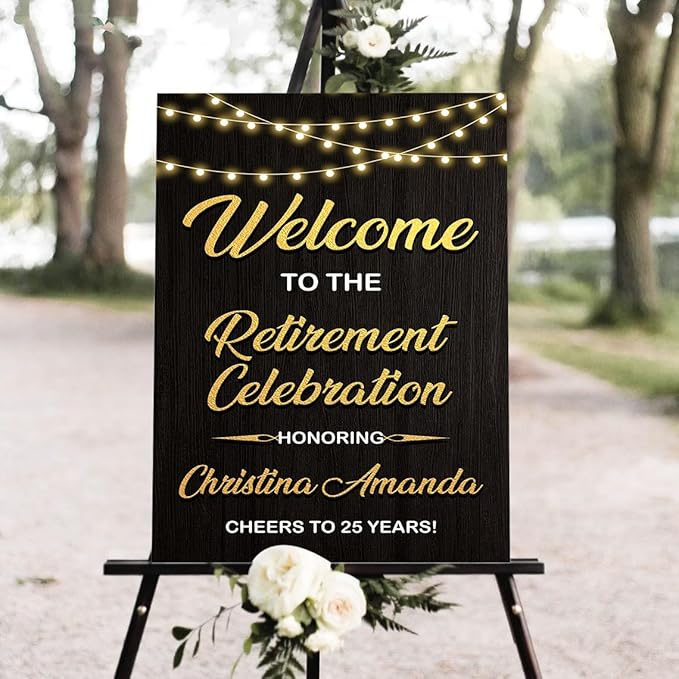 Personalized Retirement Yard Sign, Personalized Lawn Decoration for Happy Retirement Celebration, Outdoor Welcome Board for Party Entrance, Event Decor for Coworker Farewell Party, 12x18 Inch #3