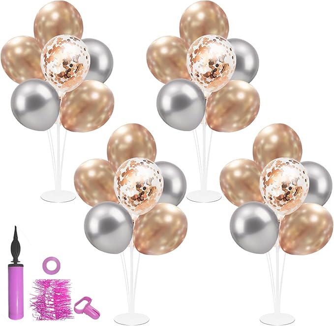 Champagne Balloon Stand Centerpiece Table Decorations for Women's Birthday Bridal Shower Wedding Engagement Anniversary Retirement Mother's Day New Years Decorations 2026 (Champagne set4)